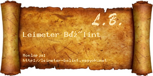 Leimeter Bálint névjegykártya